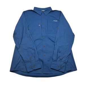Rugged Elements Outdoor‎ Shirt Mens Large Blue Roll-Up Sleeve Stretch Nylon